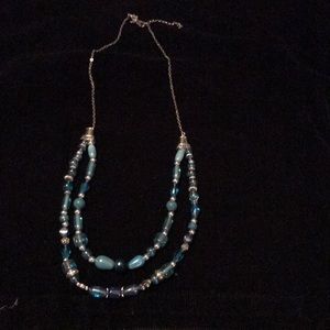 Blue glass beads, homemade